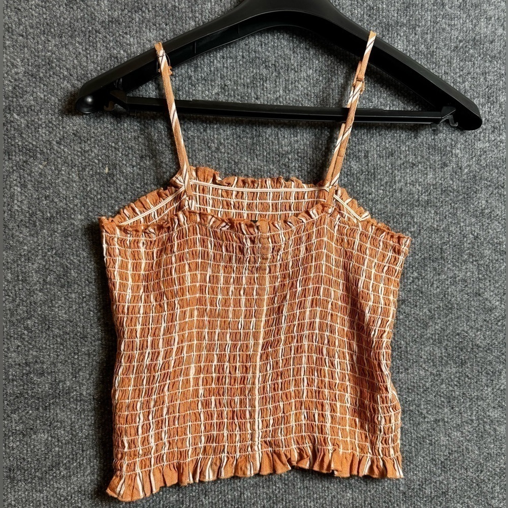 Forever 21 Burnt Orange Smocked Gingham Cropped Top - size XL (extra large) - Picture 3 of 3